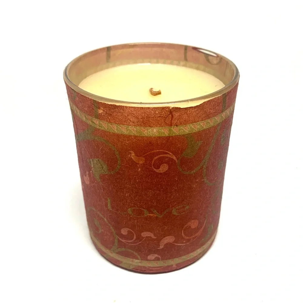 Love Amour Red Glass Cinnamon Scented Votive Candle Romantic Decor